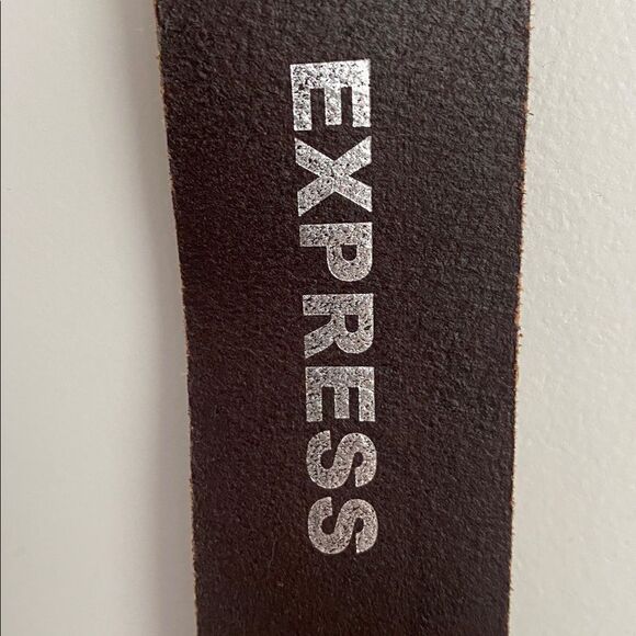Express Brown Woven Leather Belt Silver Buckle Sz S 27”- 32” Waist Boho Western main image 5